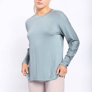 Mono B - Womens TENCEL Longline Pullover with Curved Hem SIZE MEDIUM